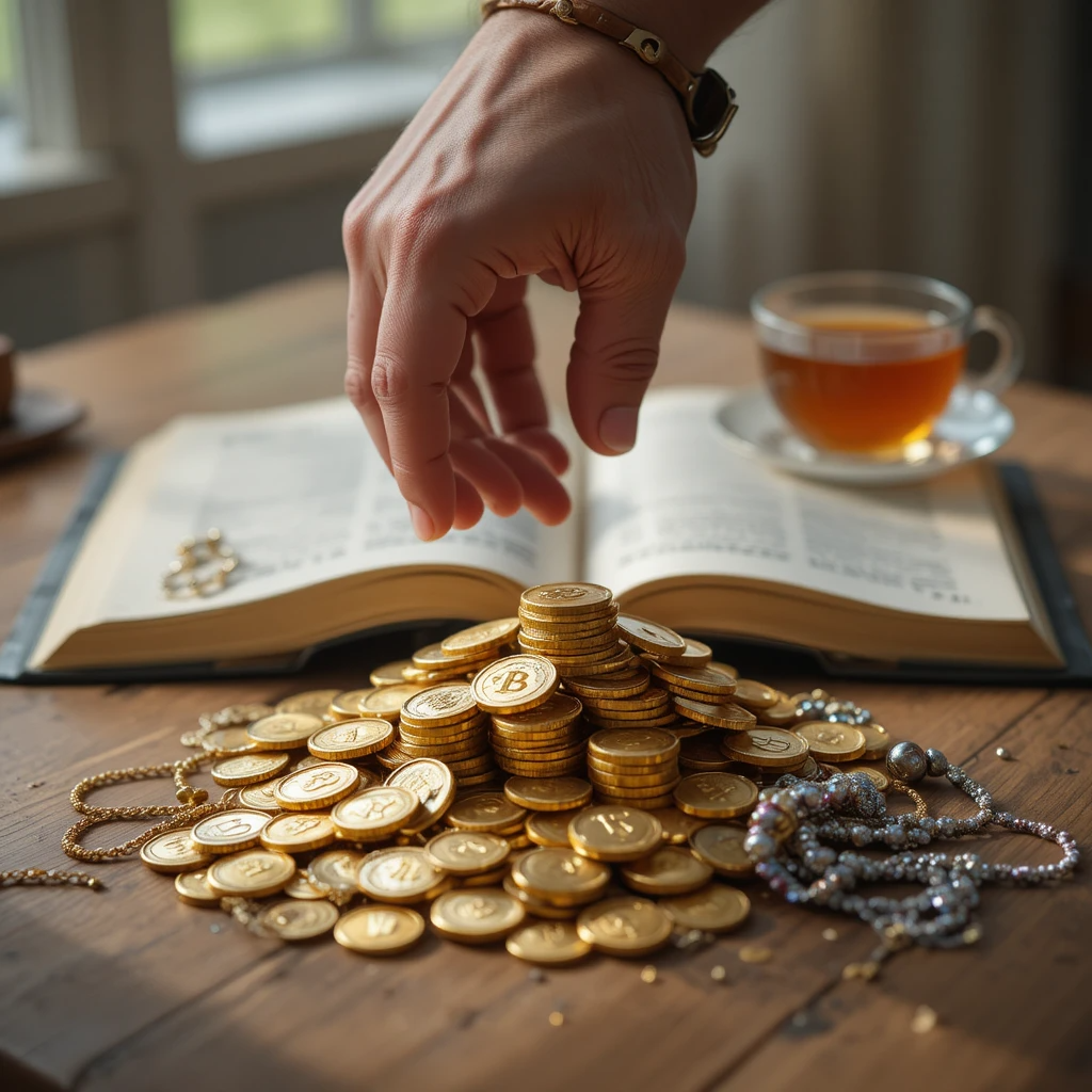 يد تدفع عملات ذهبية وفضية تعبيراً عن رفض المال والتعلق بالقناعة