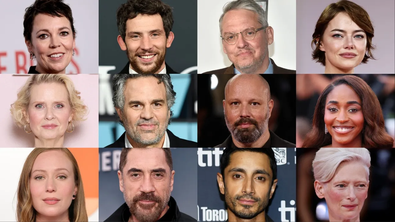 الصف العلوي: أوليفيا كولمان، جوش أوكونور، آدم مكاي، إيما ستون. الصف الأوسط: سينثيا نيكسون، مارك روفالو، يورجوس لانثيموس، آيو إديبيري. الصف السفلي: هانا أينبيندر، خافيير بارديم، ريز أحمد، تيلدا سوينتون.