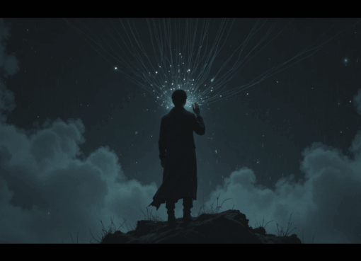 شخص يقف في الظلام يلمس أوتار عاطفية خيالية